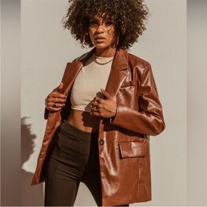 NWT Princess Polly Jocelyn Faux Leather Blazer Jacket S/M